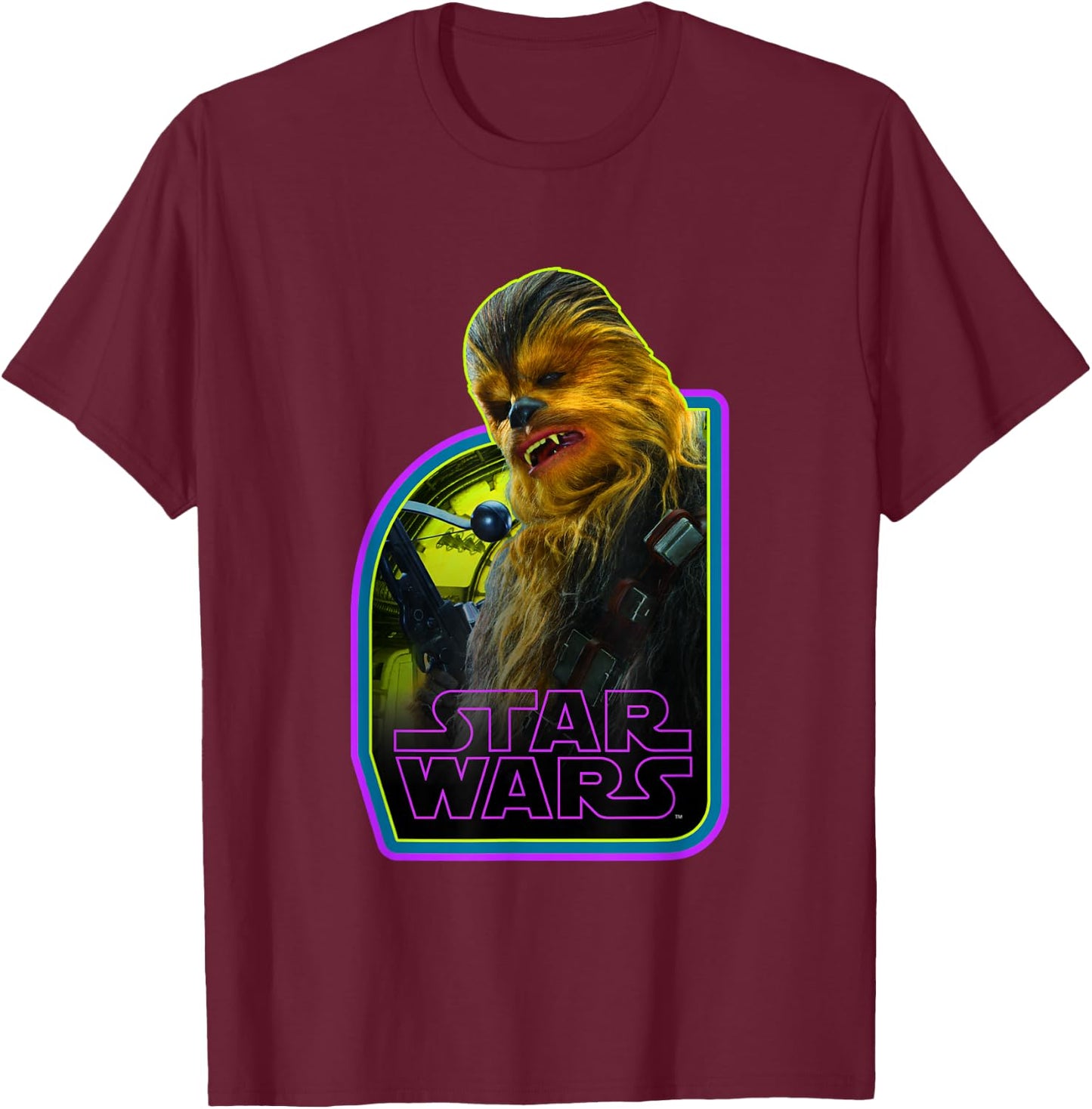 Star Wars Vintage Classic Chewbacca Wookie Hero Poster T-Shirt - T-Shirt | Maroon