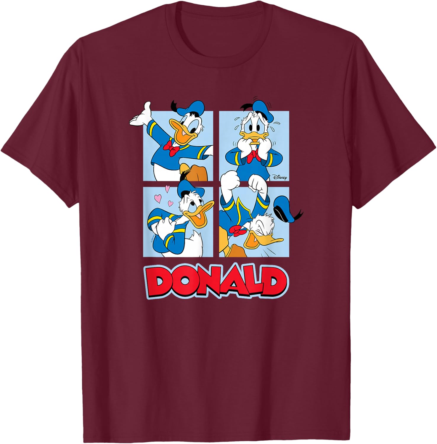 Donald Duck - Donald Duck Grid T-Shirt - T-Shirt | Maroon