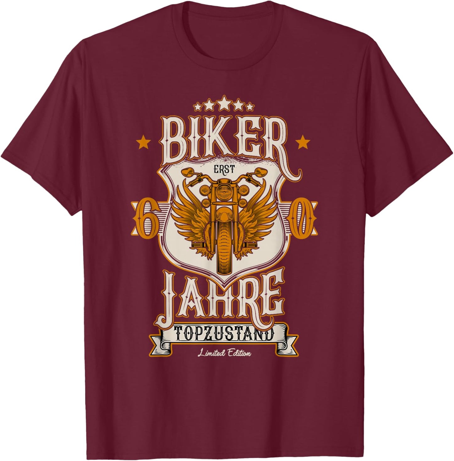 60. Geburtstag Biker Motorrad Mann Geschenk lustig T-Shirt - T-Shirt | Maroon