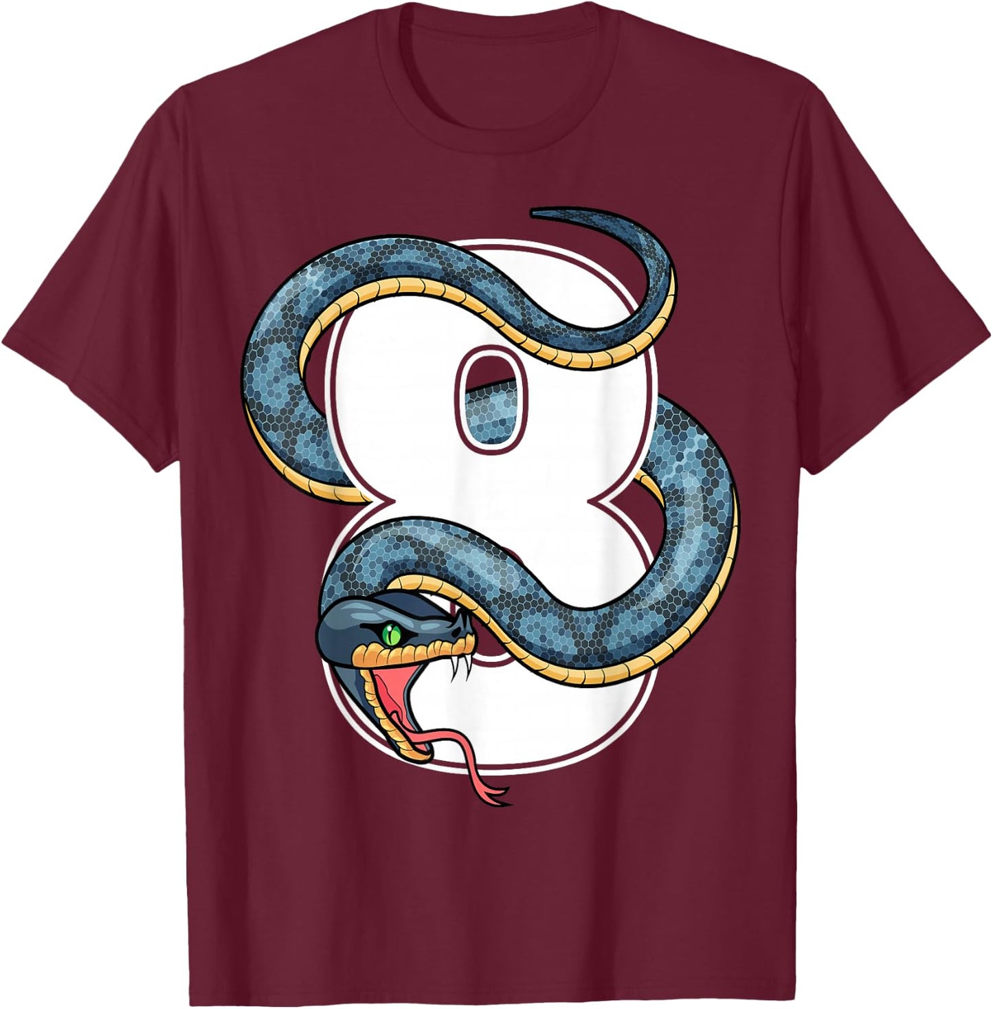8th Birthday Snake Lover Eight 8 Year Old Birthday Boy Girl T-Shirt - T-Shirt | Maroon