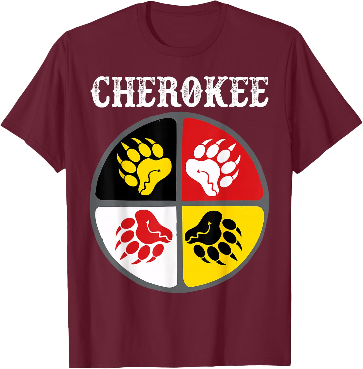 Cherokee Tribe Native American Medicine Wheel T-Shirt - T-Shirt | Maroon