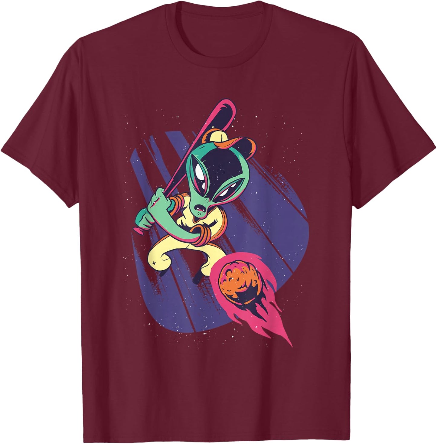 Baseball Alien Space T-Shirt - T-Shirt | Maroon
