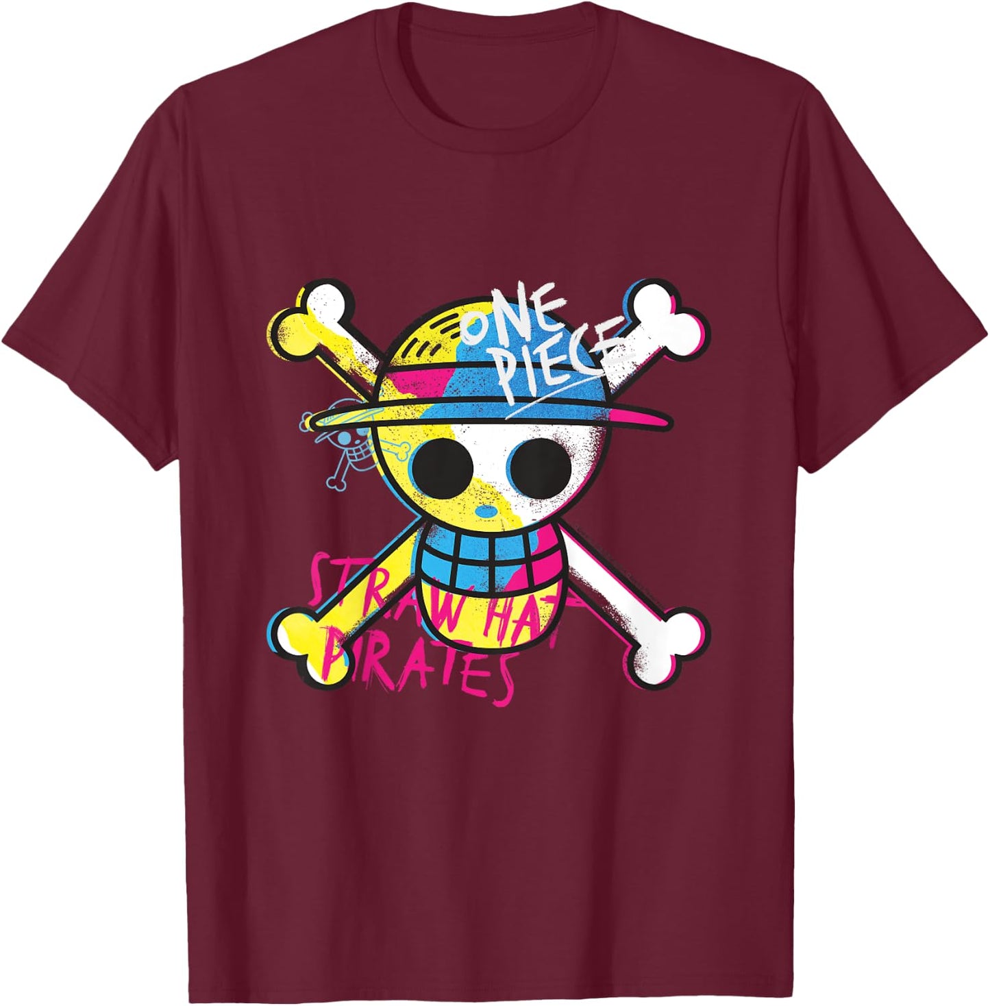 Kids One Piece Straw Hat Pirates Logo Colorful Monkey D Luffy Kids , Blue, 2 T-Shirt - T-Shirt | Maroon