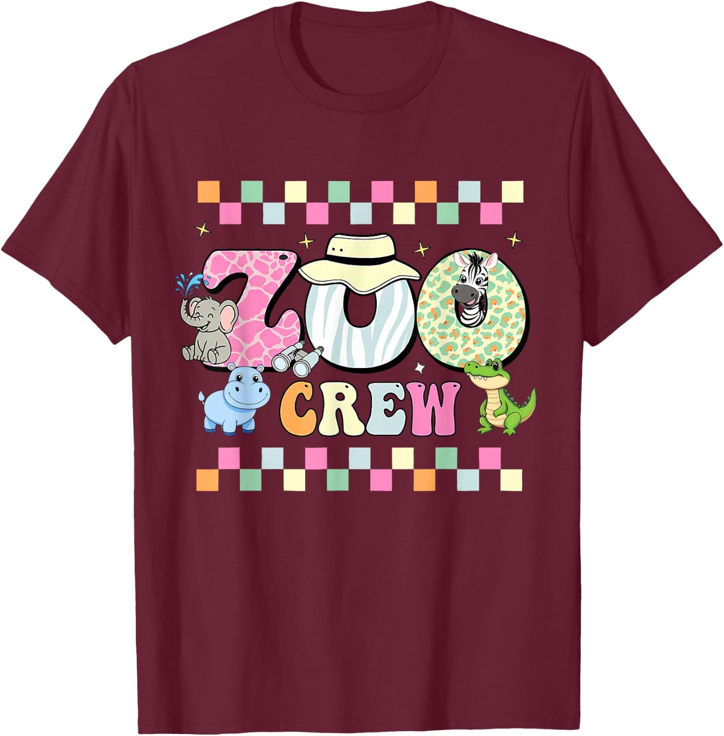 Zoo Crew Safari Wildlife Animal Zoo Keeper Matching Kids T-Shirt - T-Shirt | Maroon