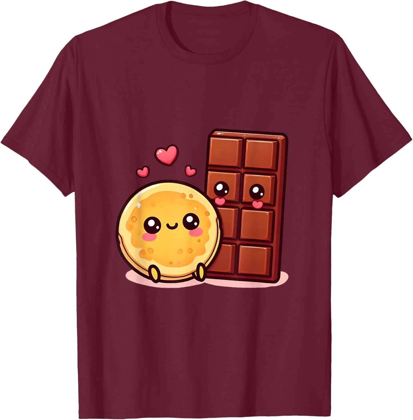 Choco and Pancake Couples Love T-Shirt - T-Shirt | Maroon