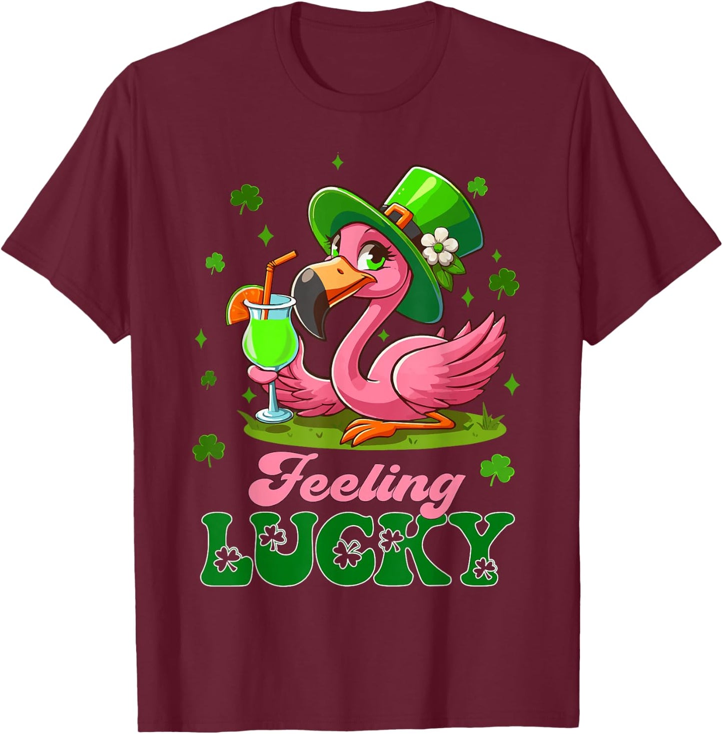 Irish Flamingo leprechaun St Patrick's Day Funny Flamingo T-Shirt - T-Shirt | Maroon