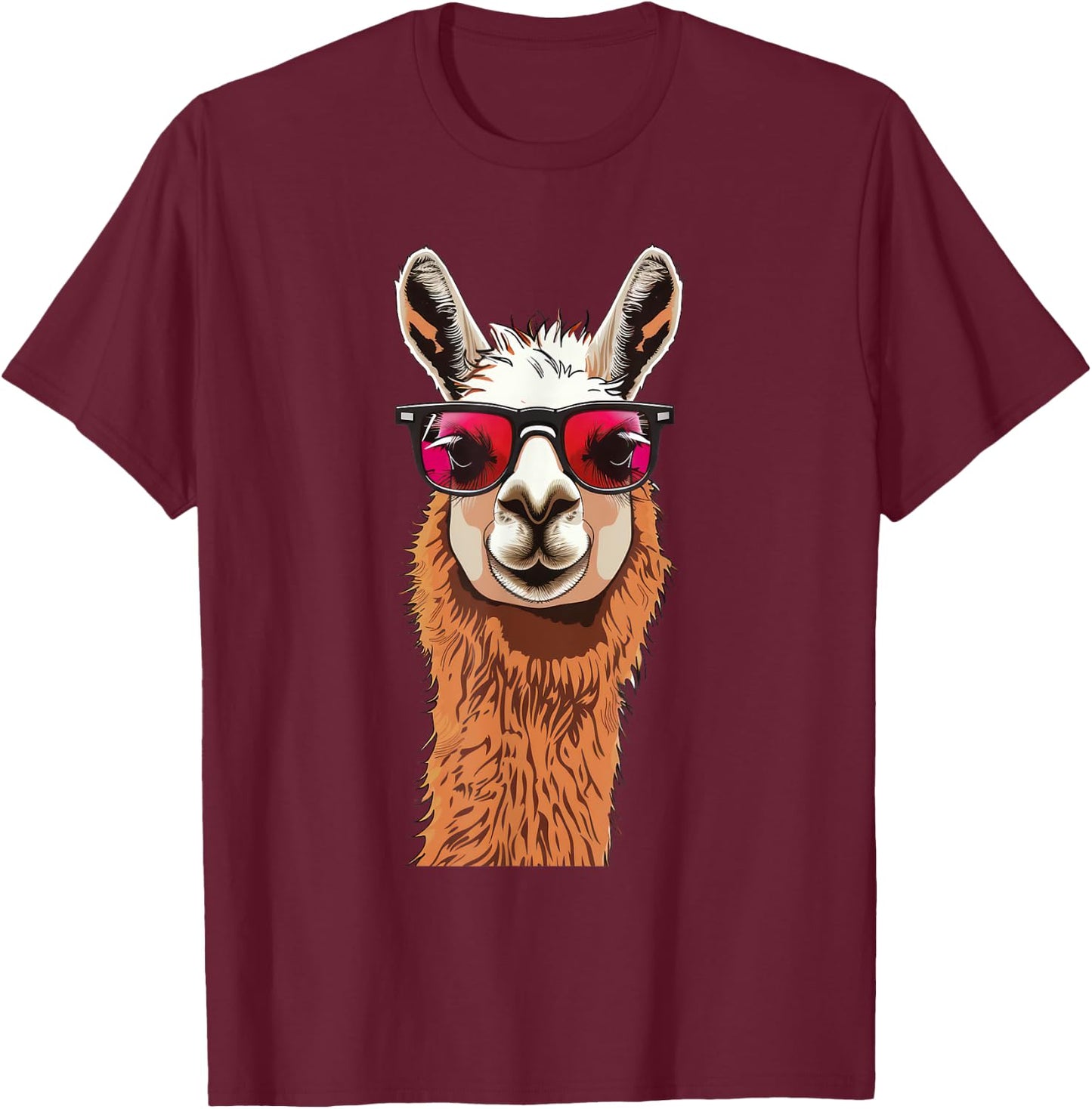 Llama Alpaca Lama Sunglasses T-Shirt - T-Shirt | Maroon