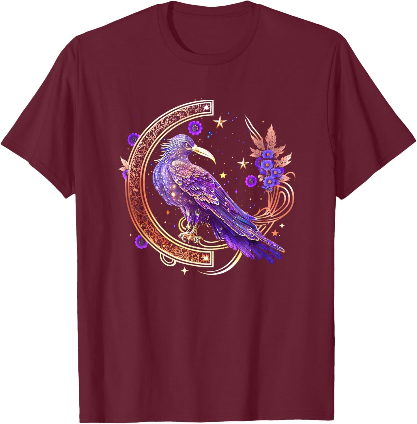 Mystical crow, raven birds, Nordic, Celtic, Wicca, Morrigan T-Shirt - T-Shirt | Maroon