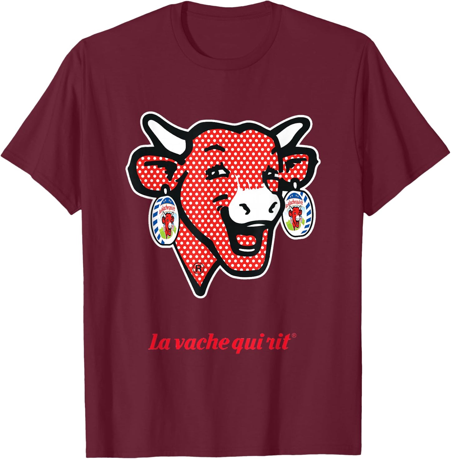 The Laughing Cow Polka Dot , Blue, S T-Shirt - T-Shirt | Maroon