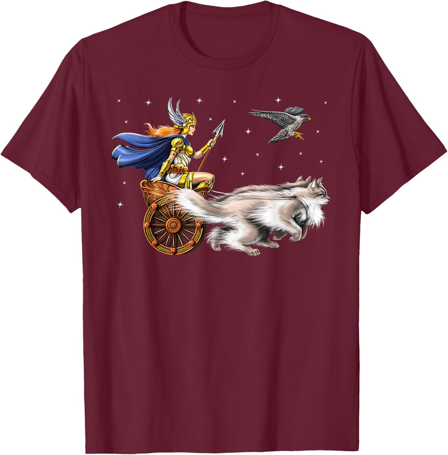 Freya Norse Mythology Goddess Viking Warrior Pagan T-Shirt - T-Shirt | Maroon