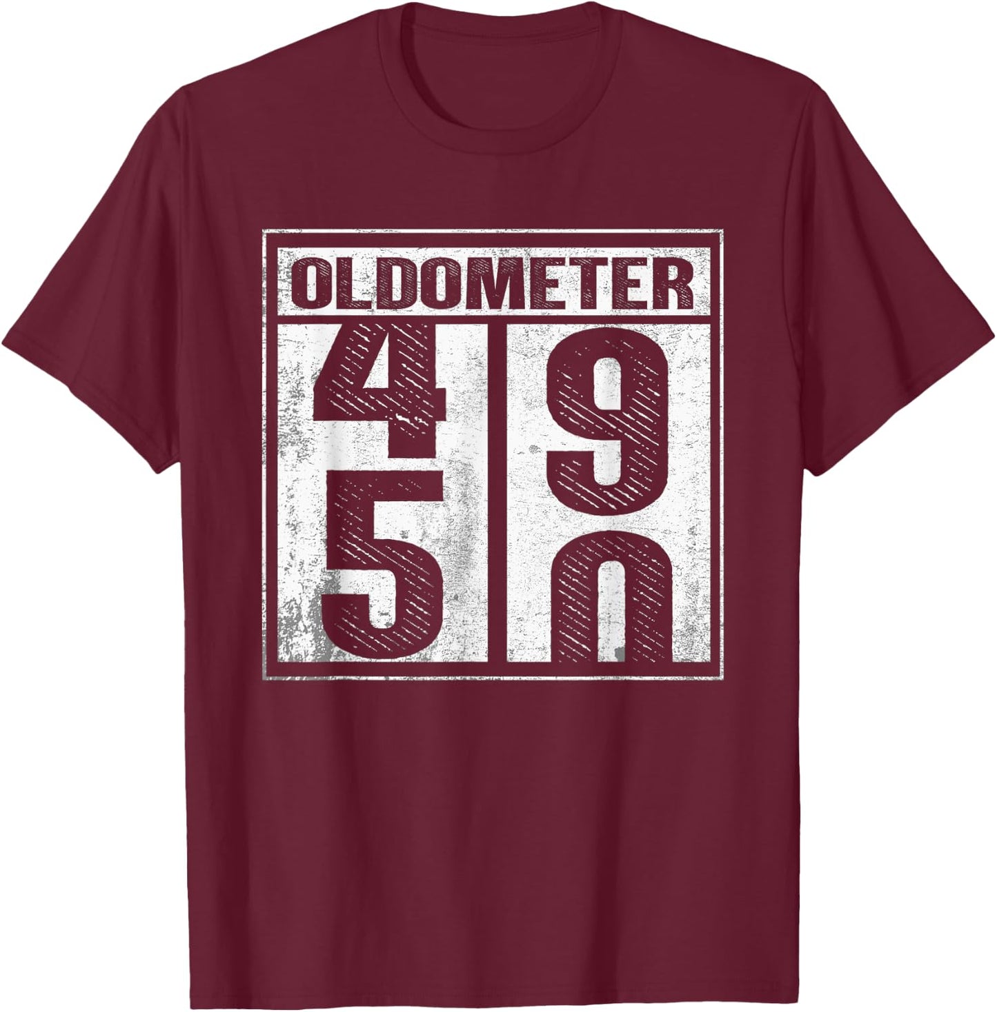 50th Birthday Funny Gift Men Women Oldometer 49-50 Shirt T-Shirt - T-Shirt | Maroon