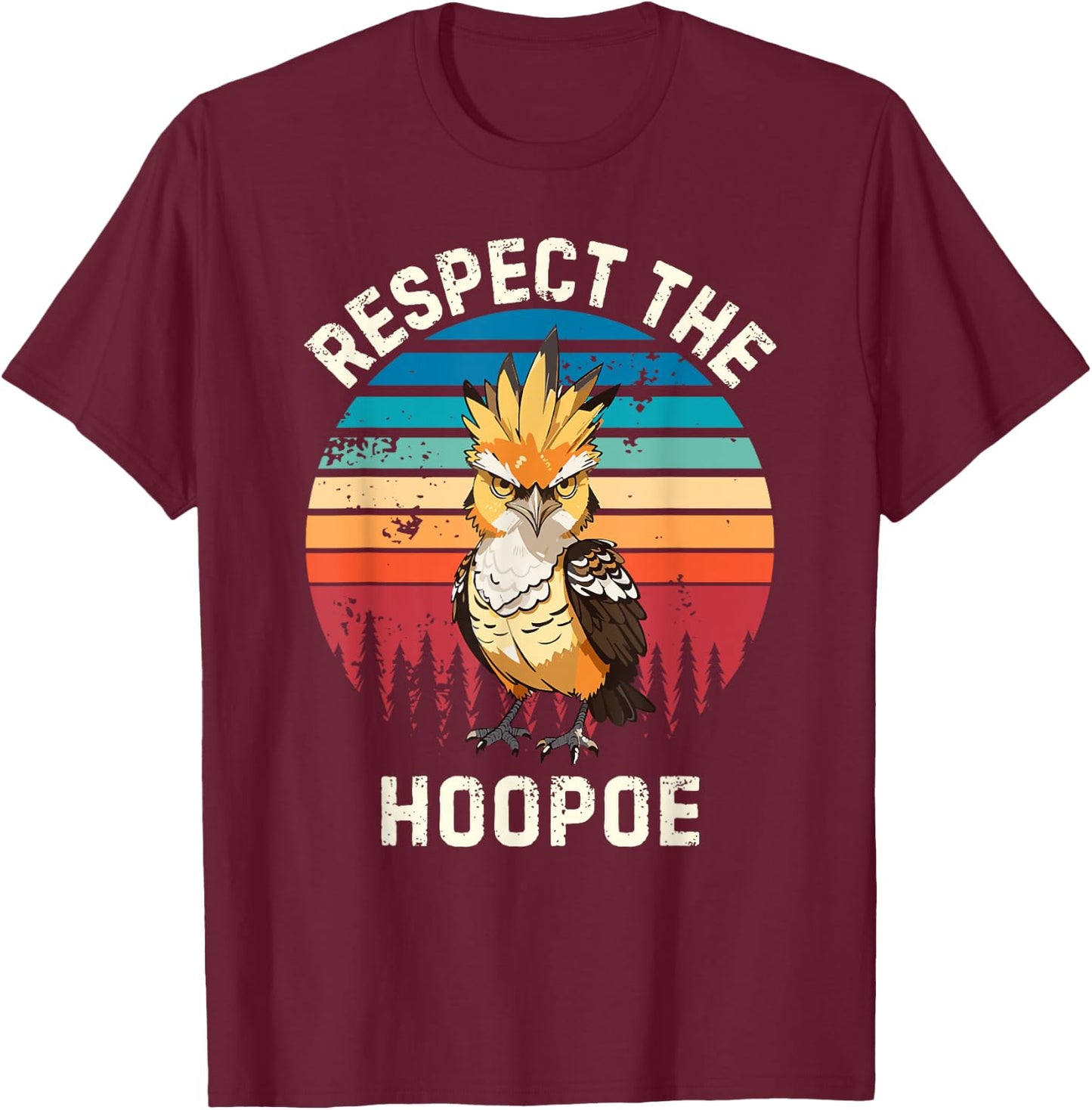 Retro Respect The Hoopoe Bird Vintage Hoopoe Bird Lover , Black, S T-Shirt - T-Shirt | Maroon