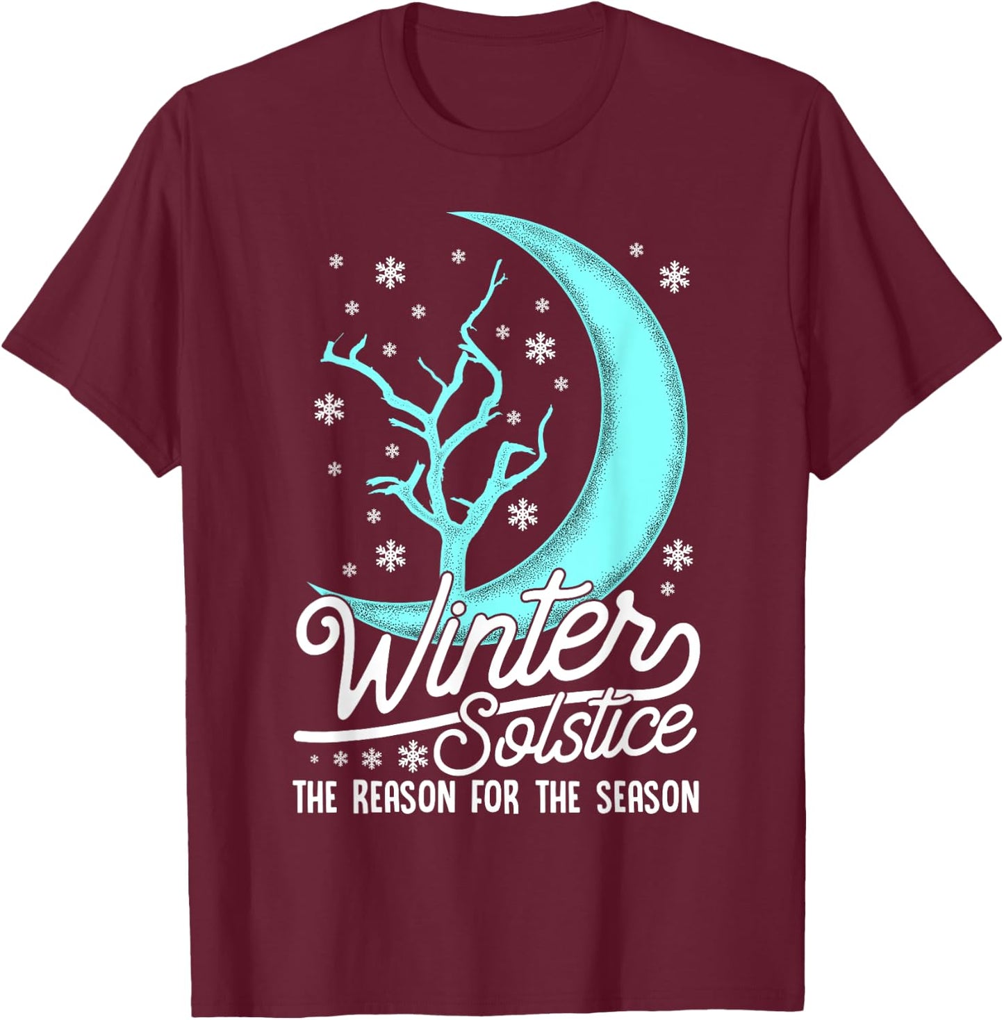 Winter Solstice Solar Event Half Way Thru Winter Snow & Moon T-Shirt - T-Shirt | Maroon