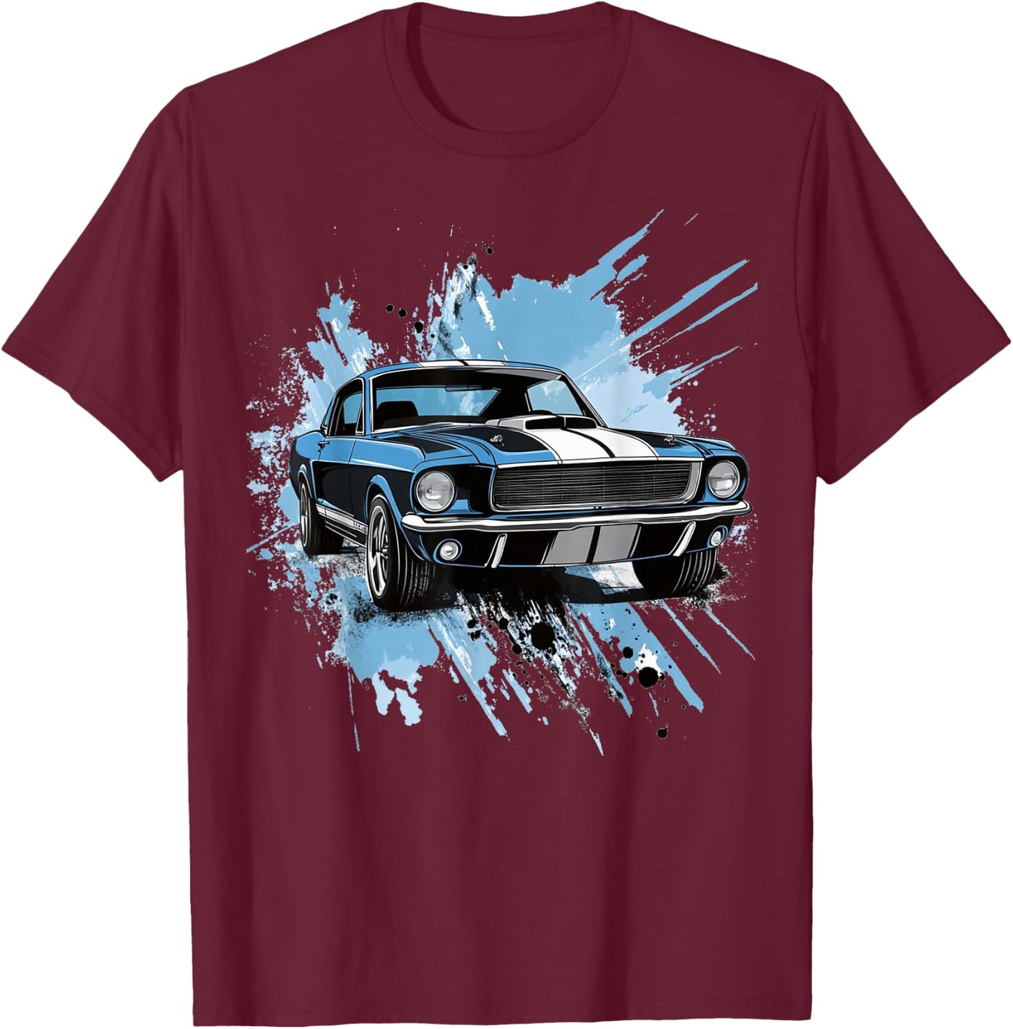 Classic Fastback 1967 Muscle Car Splash Art T-Shirt - T-Shirt | Maroon