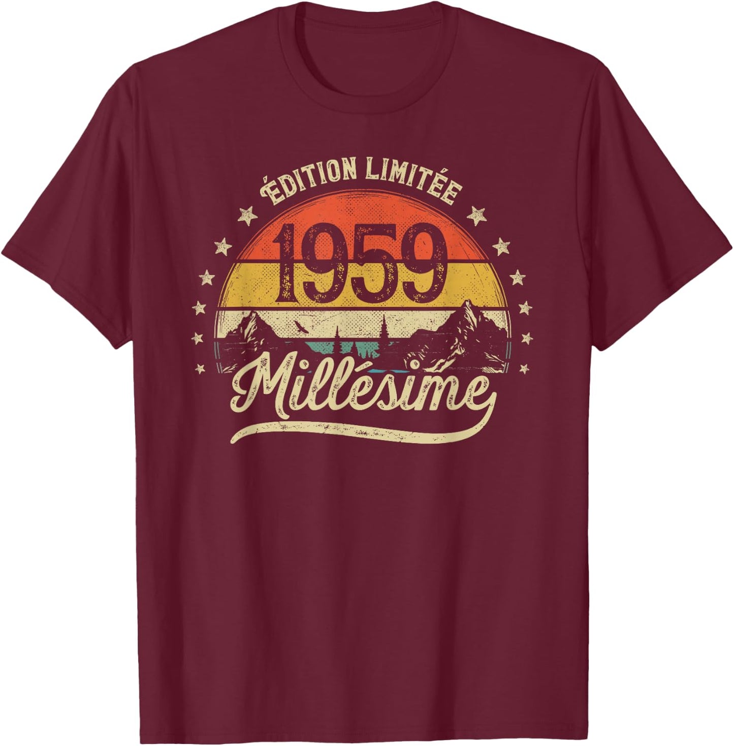 Vintage 1959 Millésime Cadeau Homme 67 Ans Anniversaire T-Shirt - T-Shirt | Maroon