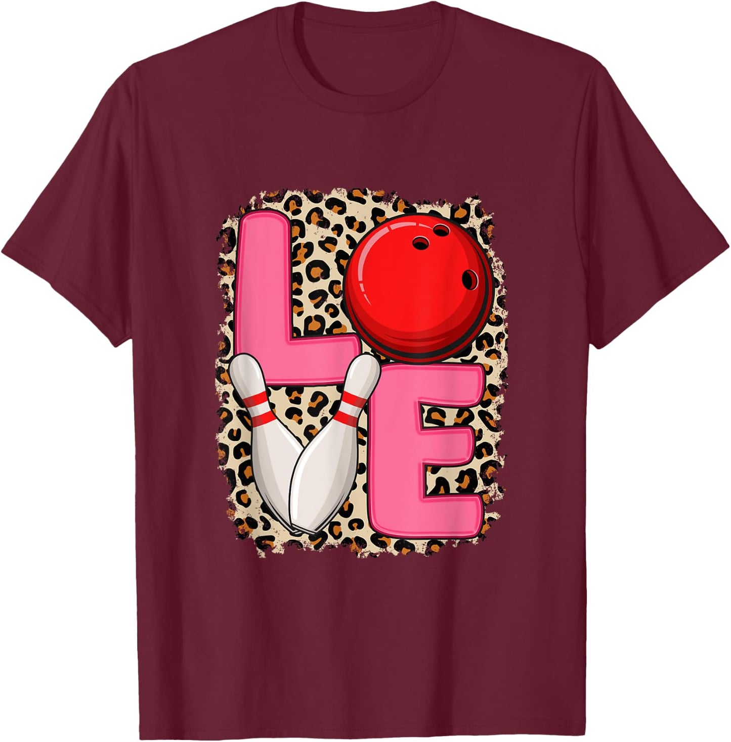 Love Bowling Cute Bowling Women Girls Bowler T-Shirt - T-Shirt | Maroon