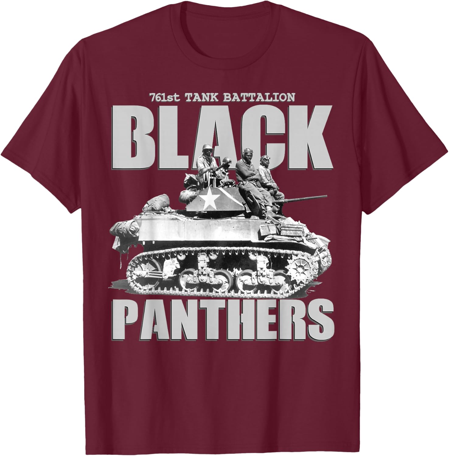 Black Panthers 761st Tank Battalion WW2 Black Tank Squadron T-Shirt - T-Shirt | Maroon