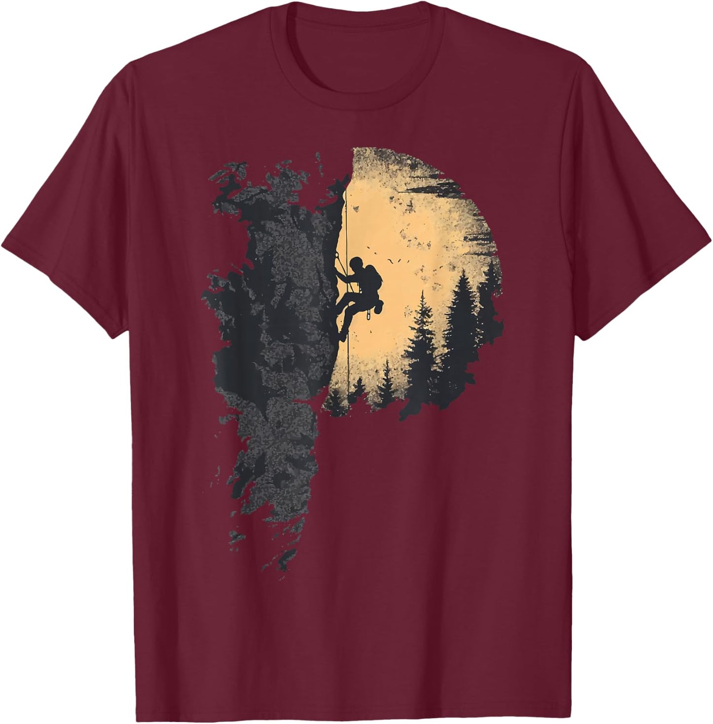 Climbing Mountain Climber Bouldern Gift Mountain , Black, S T-Shirt - T-Shirt | Maroon