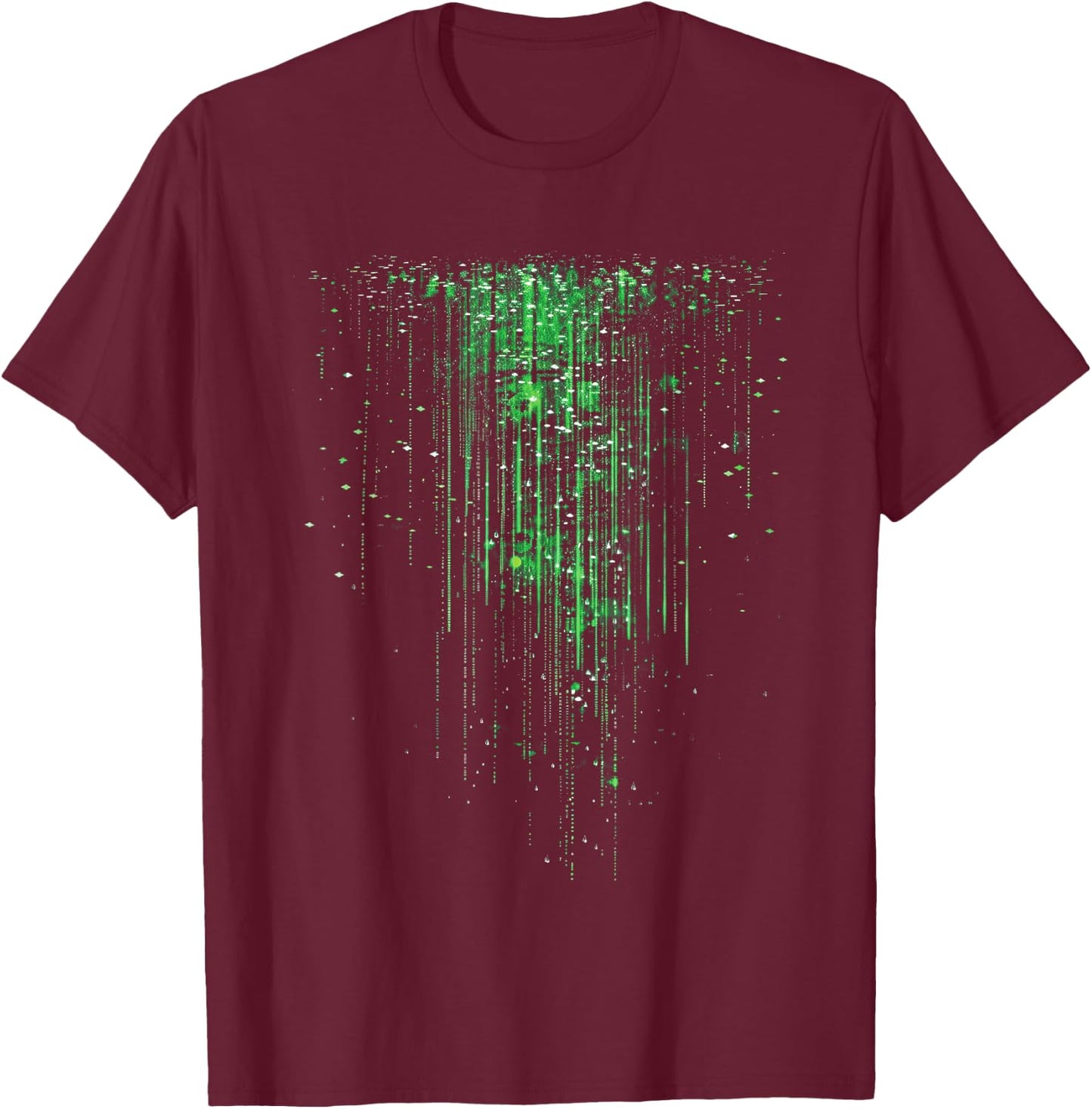 Binary Code Matrix Green Digital Cyberpunk T-Shirt - T-Shirt | Maroon