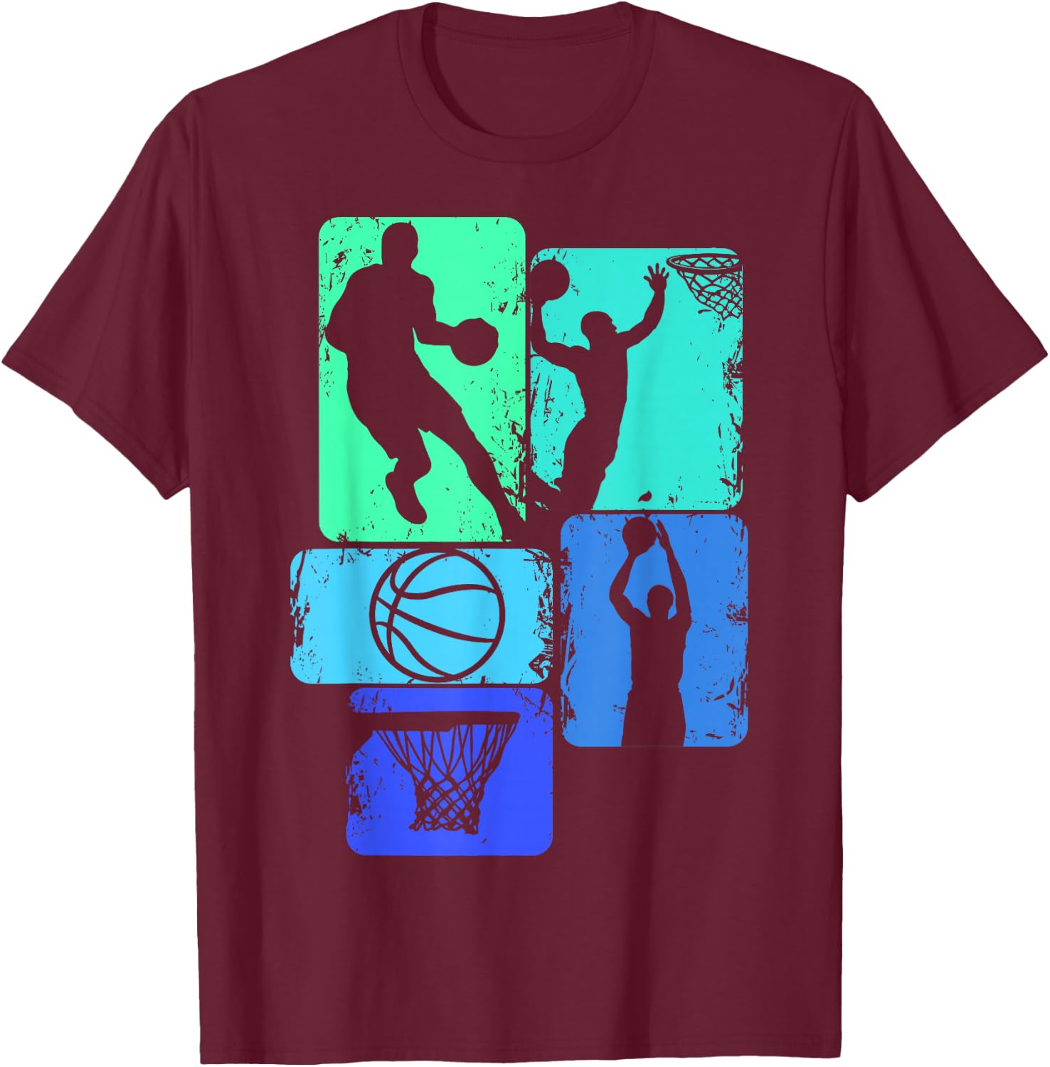 Basketball Basketball Children's Boys Men's , black T-Shirt - T-Shirt | Maroon