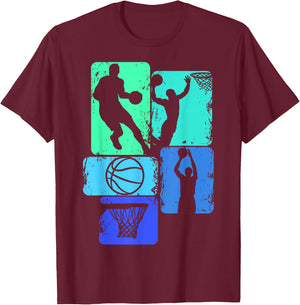 Basketball Basketball Children's Boys Men's , black T-Shirt - T-Shirt | Maroon