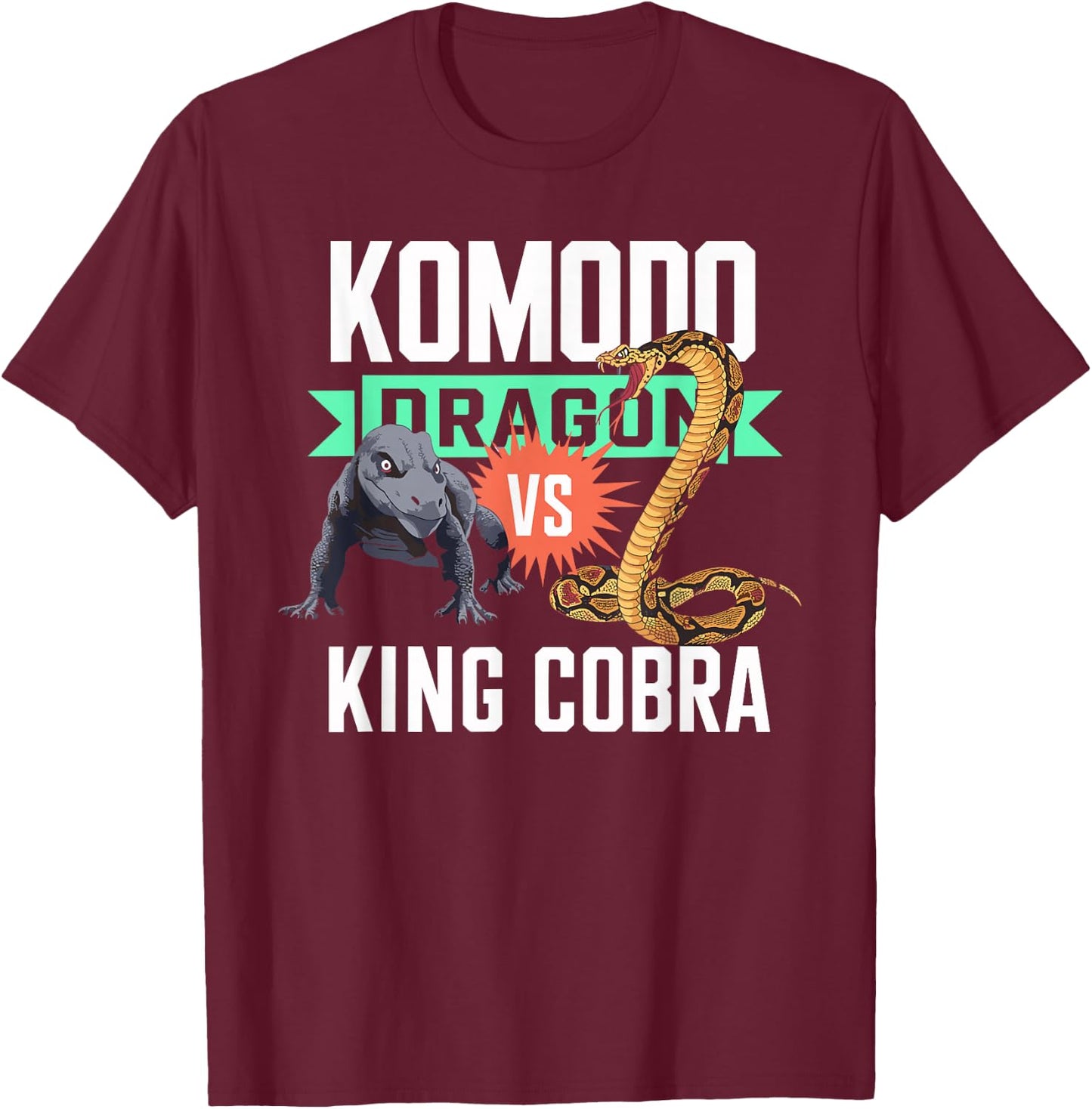 Komodo Dragon VS King Cobra Shirt Komodo Dragon Shirt Kids T-Shirt - T-Shirt | Maroon