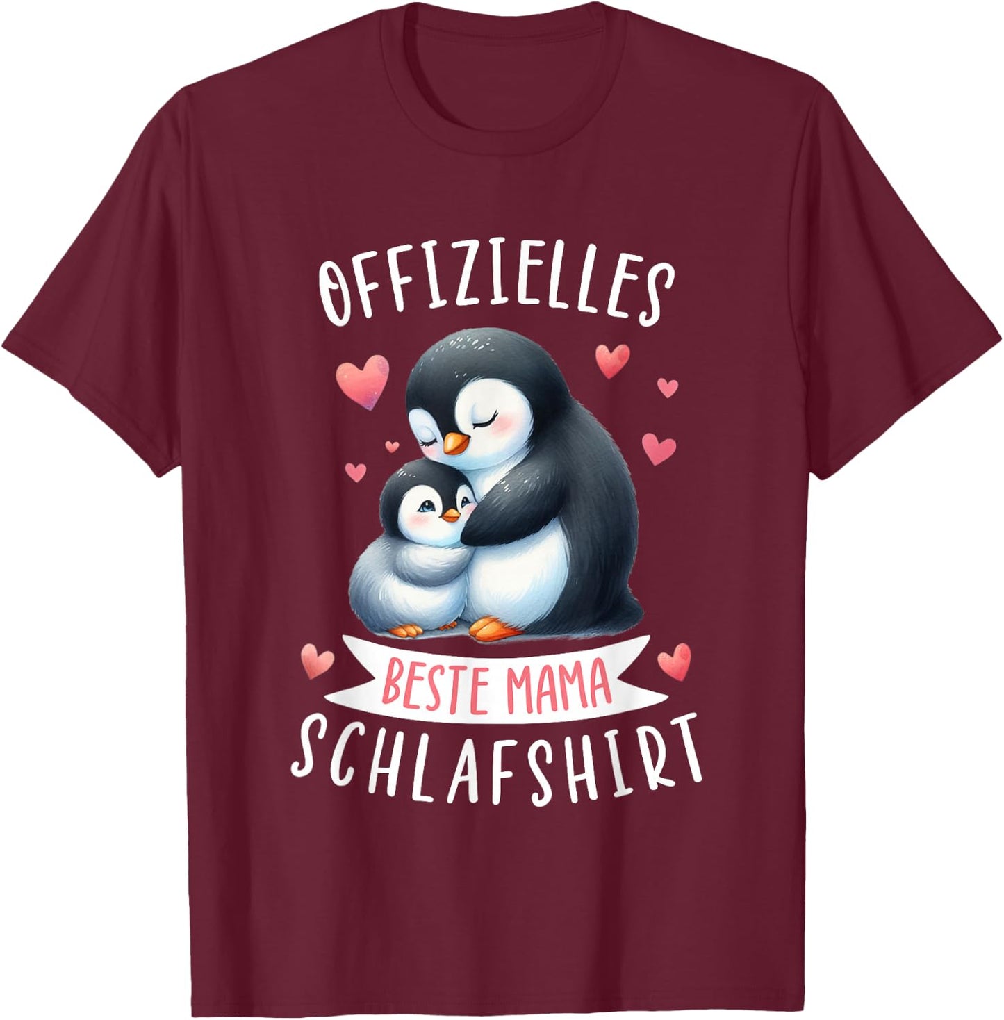 Offizielles Beste Mama Schlafshirt Muttertag Pinguin Mama T-Shirt - T-Shirt | Maroon