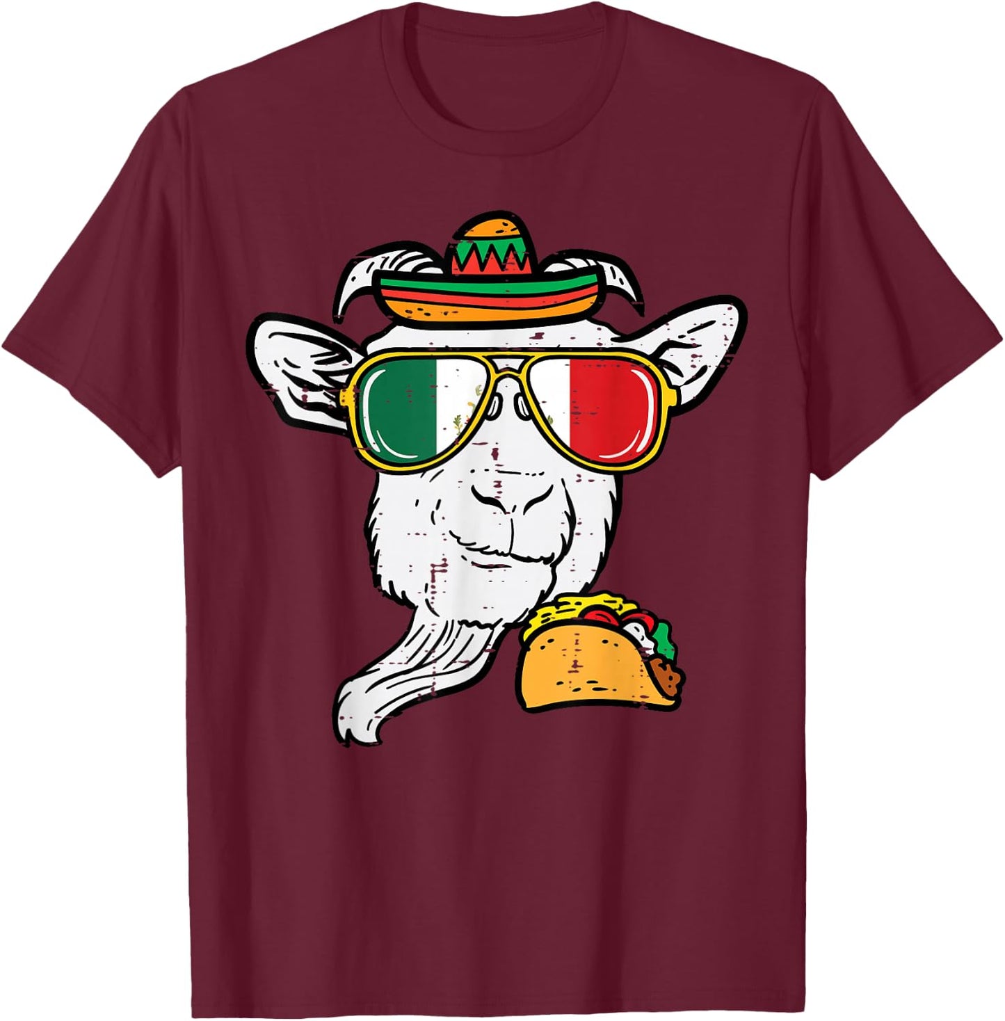 Goat Mexico Cinco De Mayo Mexican Independence Day T-Shirt - T-Shirt | Maroon