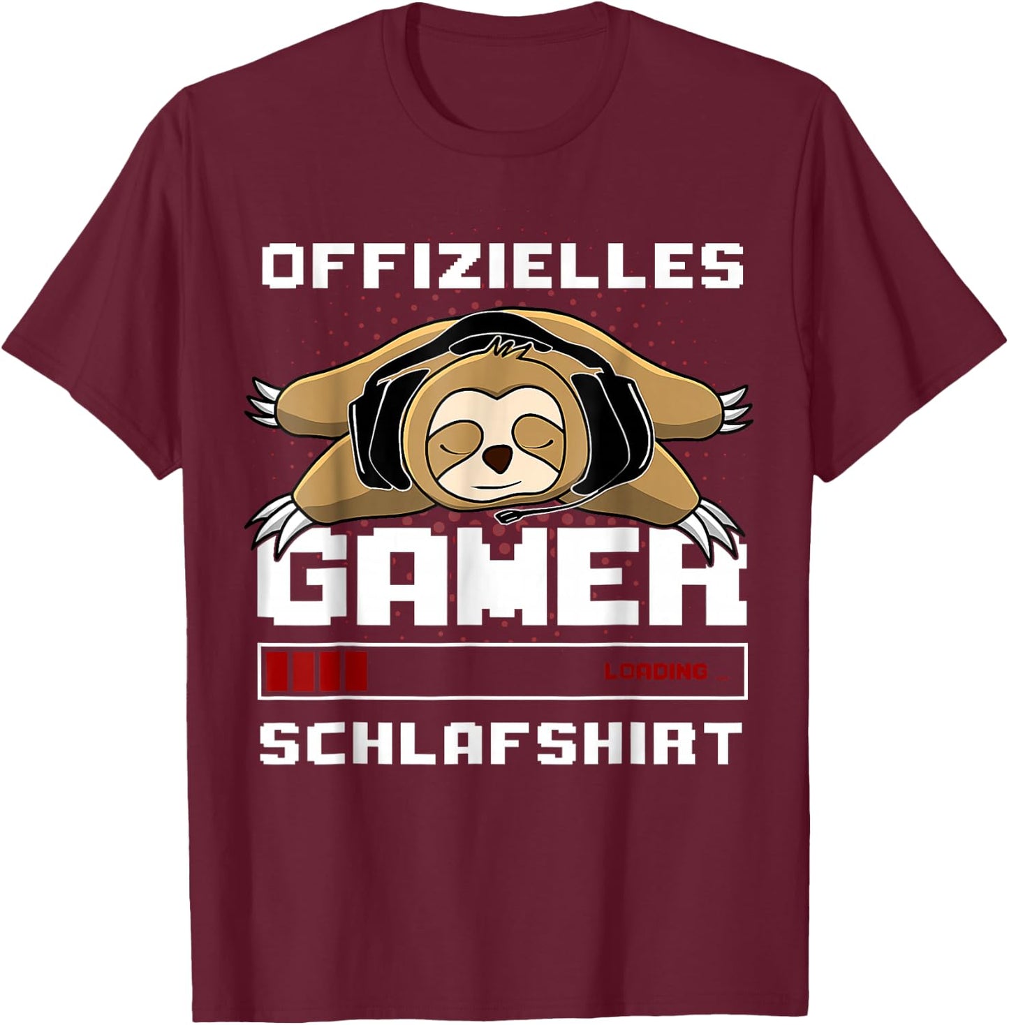 Gamer Pyjamas Sloth Official Gamer Sleep Shirt , black T-Shirt - T-Shirt | Maroon