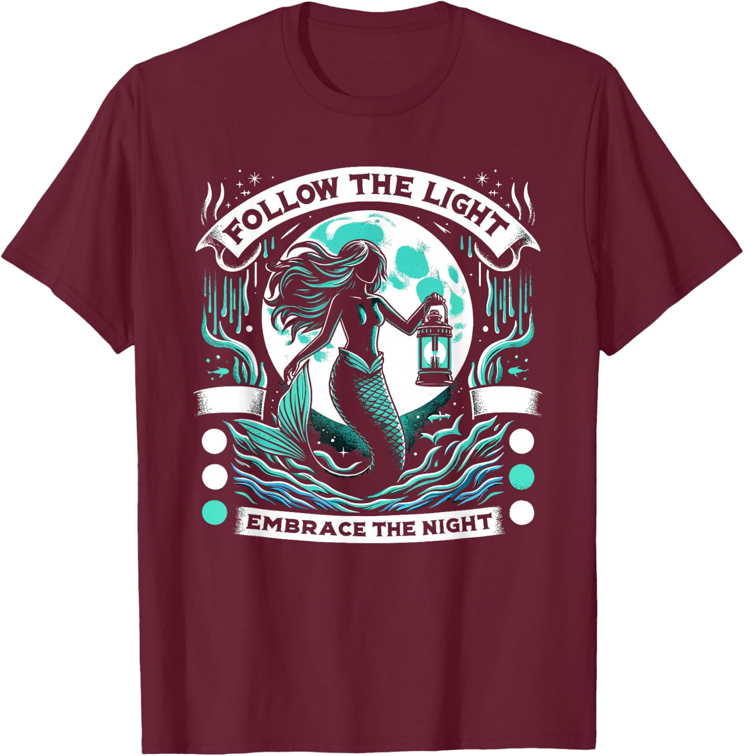 Spooky Sirens Horror Mermaid Creepy Mermaid Haunted Sea T-Shirt - T-Shirt | Maroon