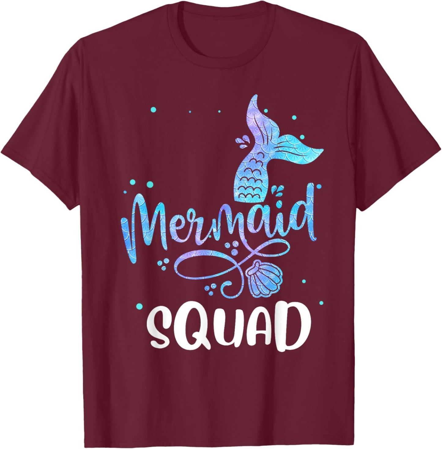 Mermaid Squad Cute Girls Birthday Squad Mermaid Tail Party T-Shirt - T-Shirt | Maroon