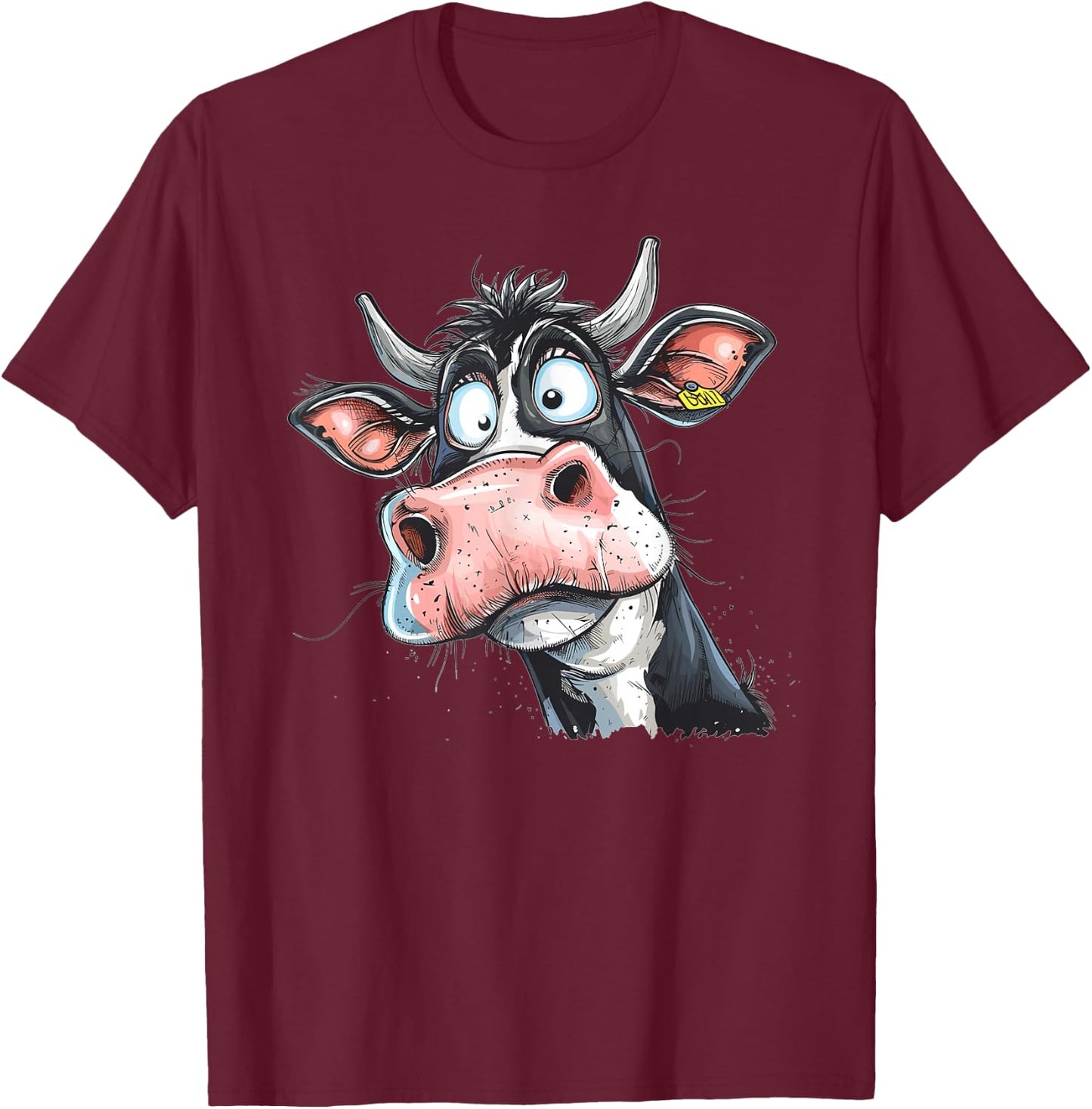 Colourful Cow I Funny Cow , black T-Shirt - T-Shirt | Maroon