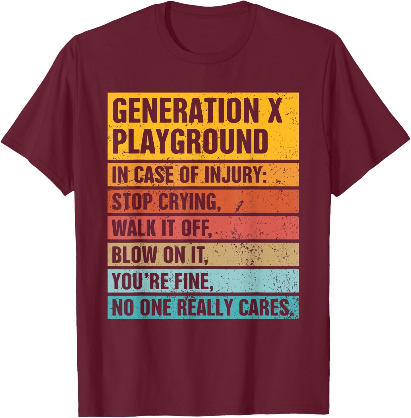 Retro Vintage Funny Gen X 70’s 80’s Generation X Playground T-Shirt - T-Shirt | Maroon