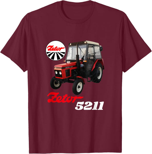 AK71Design Zetor 5211 Traktor - Schwarz, , Kurzarm, Klein, Klassisch, Geschenk für Zetor Fans, Geburtstag, Weihnachten T-Shirt - T-Shirt | Maroon