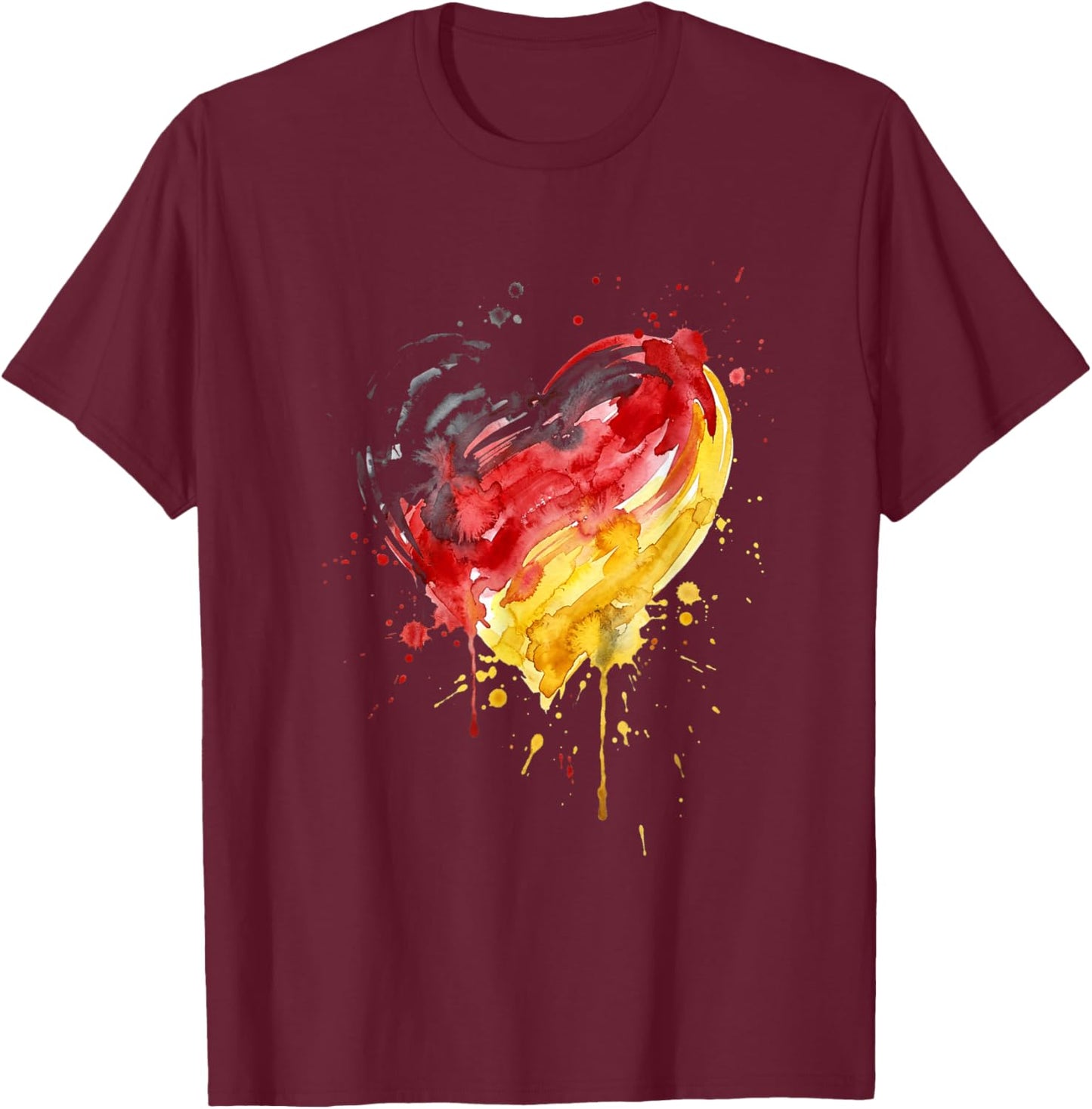 Deutschland Herz mit der Deutschen Flagge Germany T-Shirt - T-Shirt | Maroon