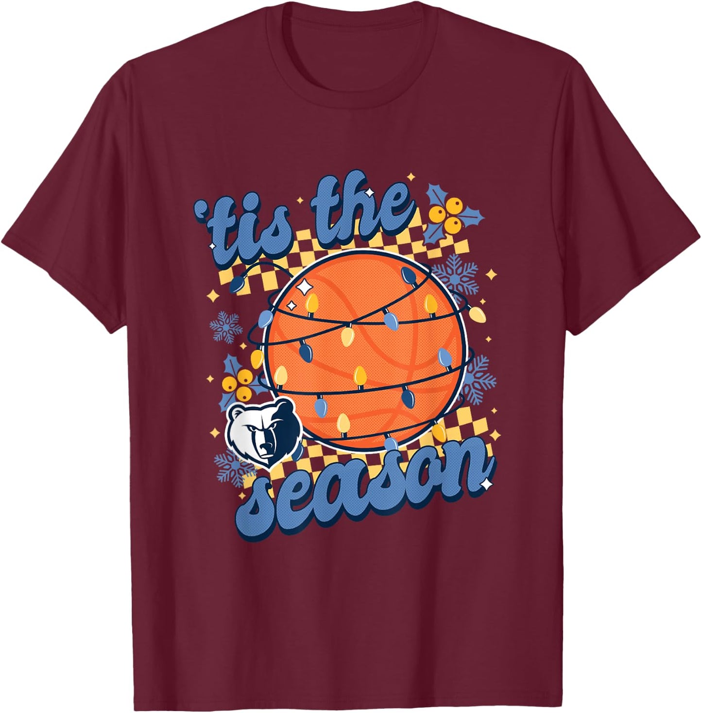 NBA Memphis Grizzlies Christmas Tis The Season T-Shirt - T-Shirt | Maroon