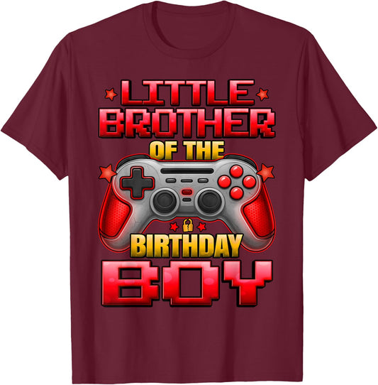 Little Brother of The Birthday Boy Matching Family Lil Bro T-Shirt - T-Shirt | Maroon