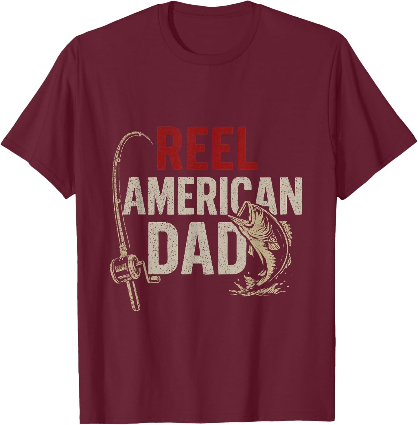 Funny Fisherman Vintage Reel American Dad T-Shirt - T-Shirt | Maroon