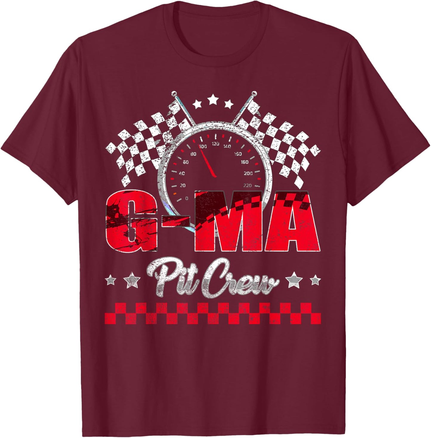 Race Car Birthday Party Racing Family G-Ma Pit Crew T-Shirt - T-Shirt | Maroon