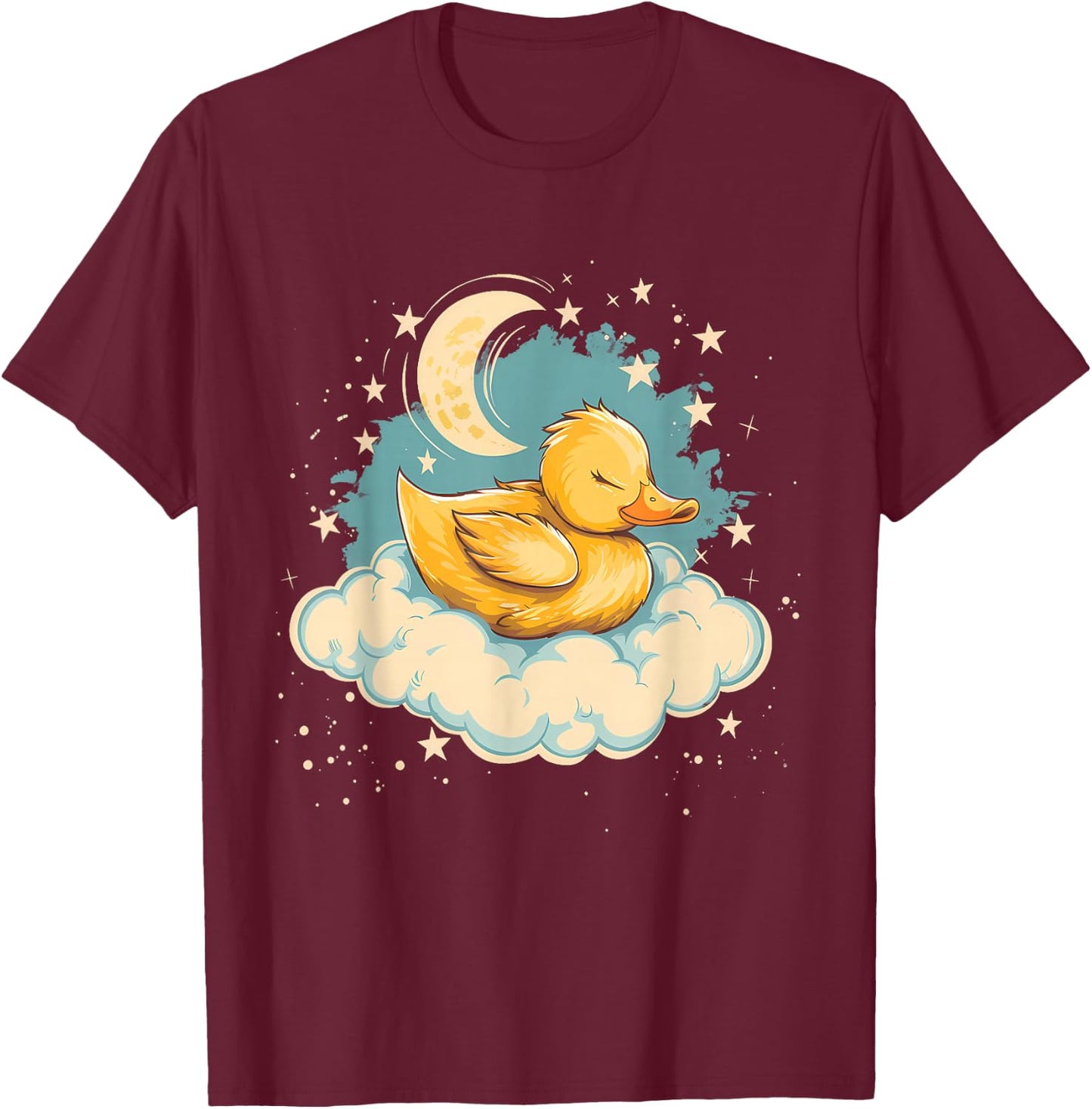 Sleeping Duck Sleepy Animal Napping Moon Duck Lover T-Shirt - T-Shirt | Maroon
