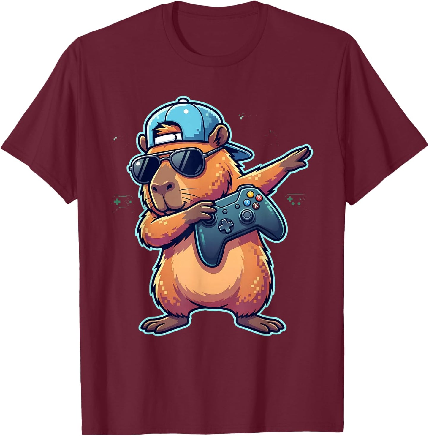 Funny Video Games Capybara Dabbing Bruh Video Games Boys T-Shirt - T-Shirt | Maroon