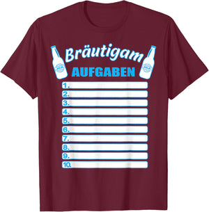 JGA Checkliste JGA Aufgaben Für Den Bräutigam T-Shirt - T-Shirt | Maroon