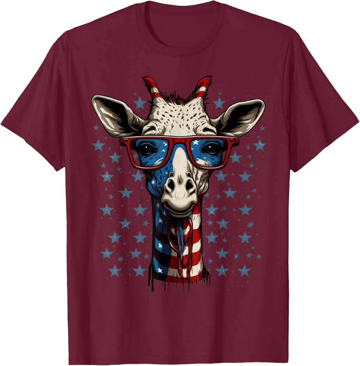 USA 4th Of July Giraffe on Patriotic American Giraffe Kids Men T-Shirt - T-Shirt | Maroon