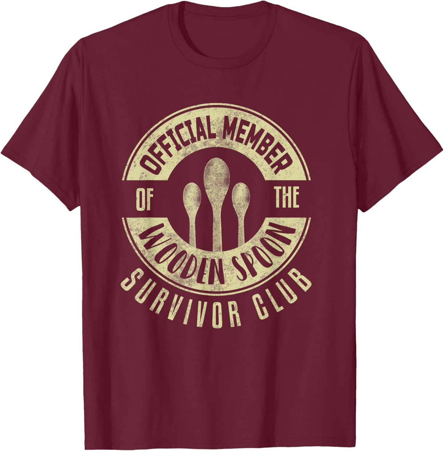 Funny Retro Vintage Wooden Spoon Survivor T-Shirt - T-Shirt | Maroon
