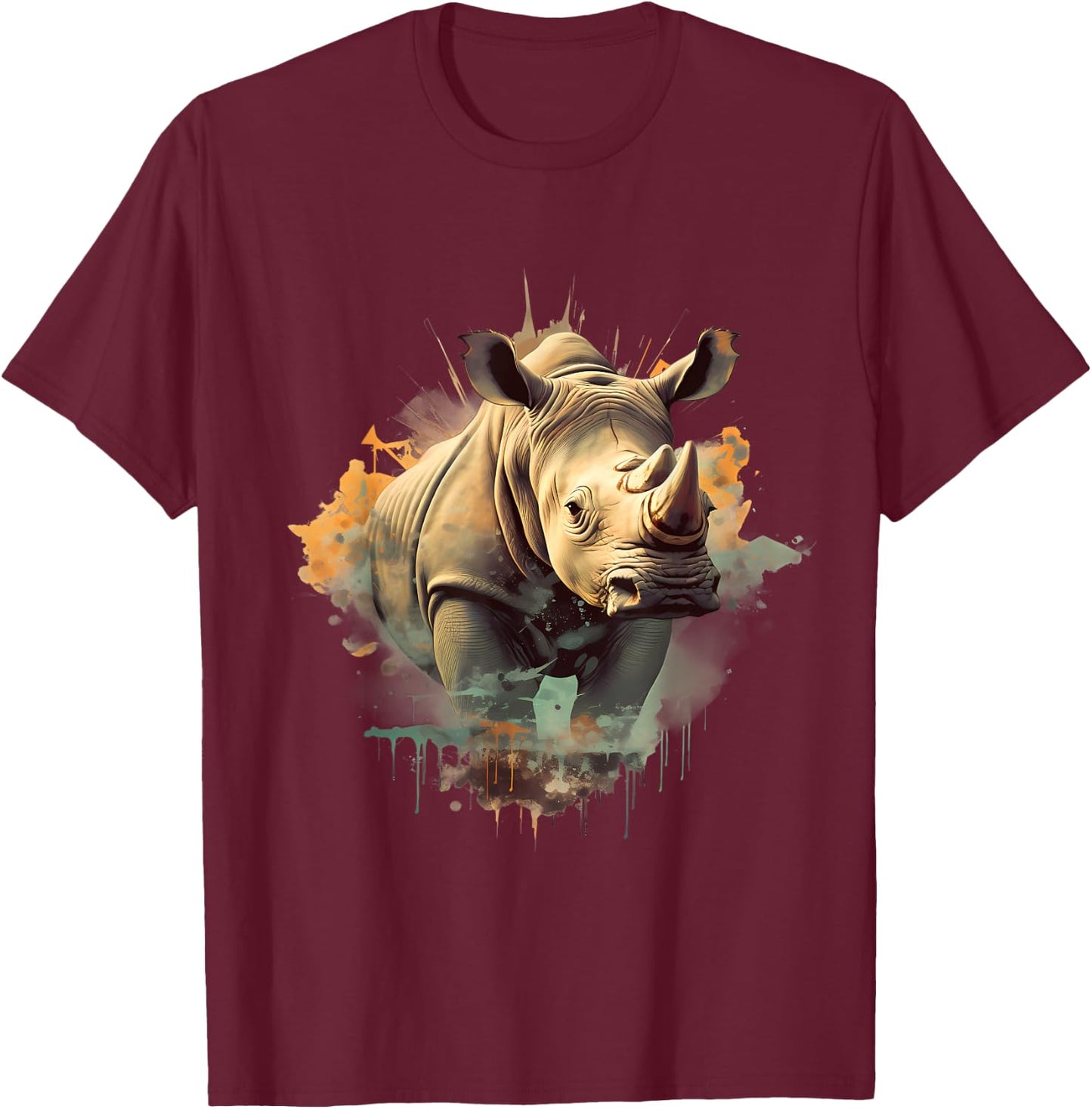 Rhino Savanna Animal Art Rhinoceros Wildlife Motif Nature T-Shirt - T-Shirt | Maroon