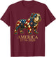 English Bulldog Mosaic America 1776-2026 4th of July Dog T-Shirt - T-Shirt | Maroon