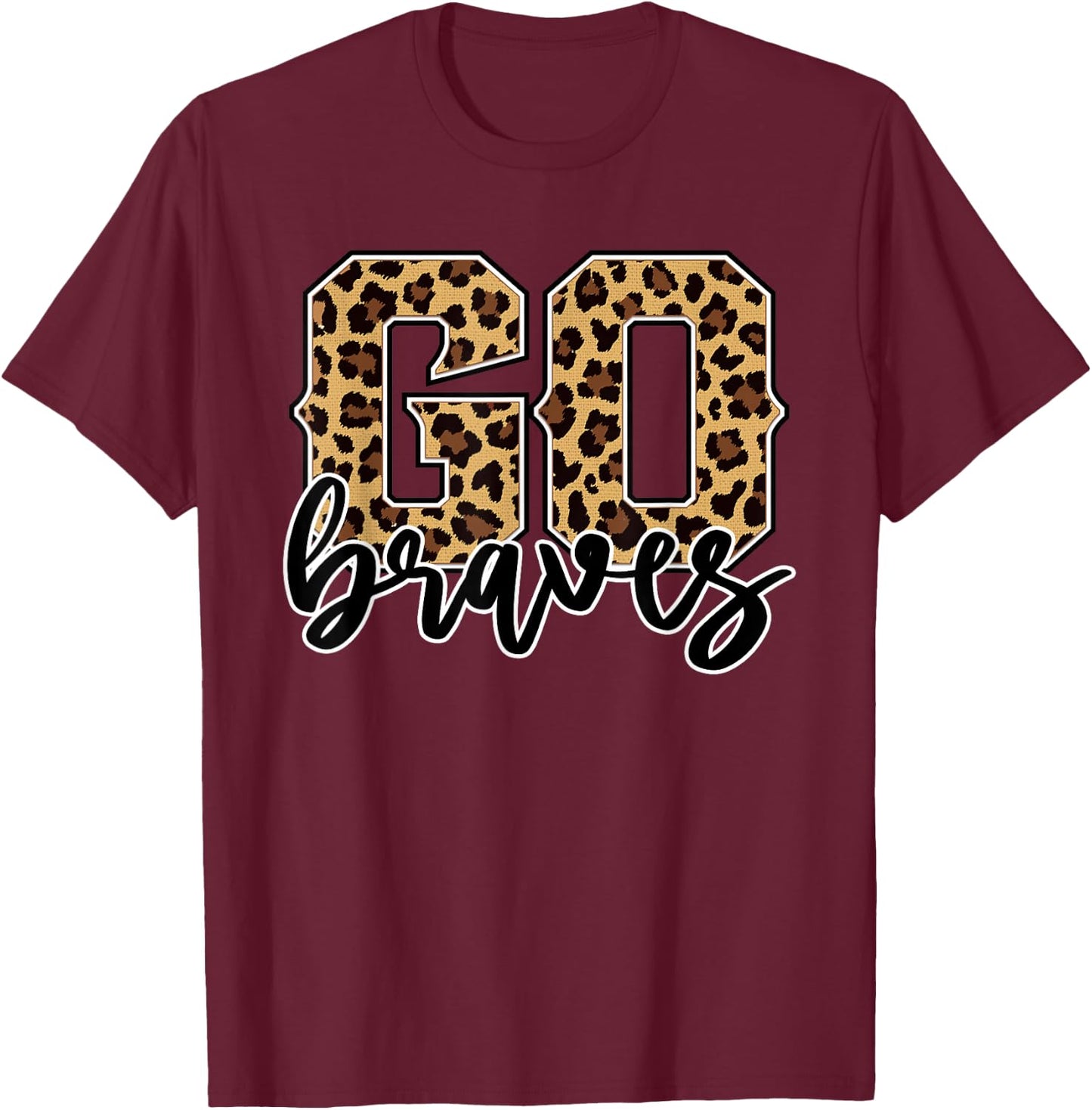 Braves Go Braves Leopard Print Cheetah Graphic T-Shirt - T-Shirt | Maroon