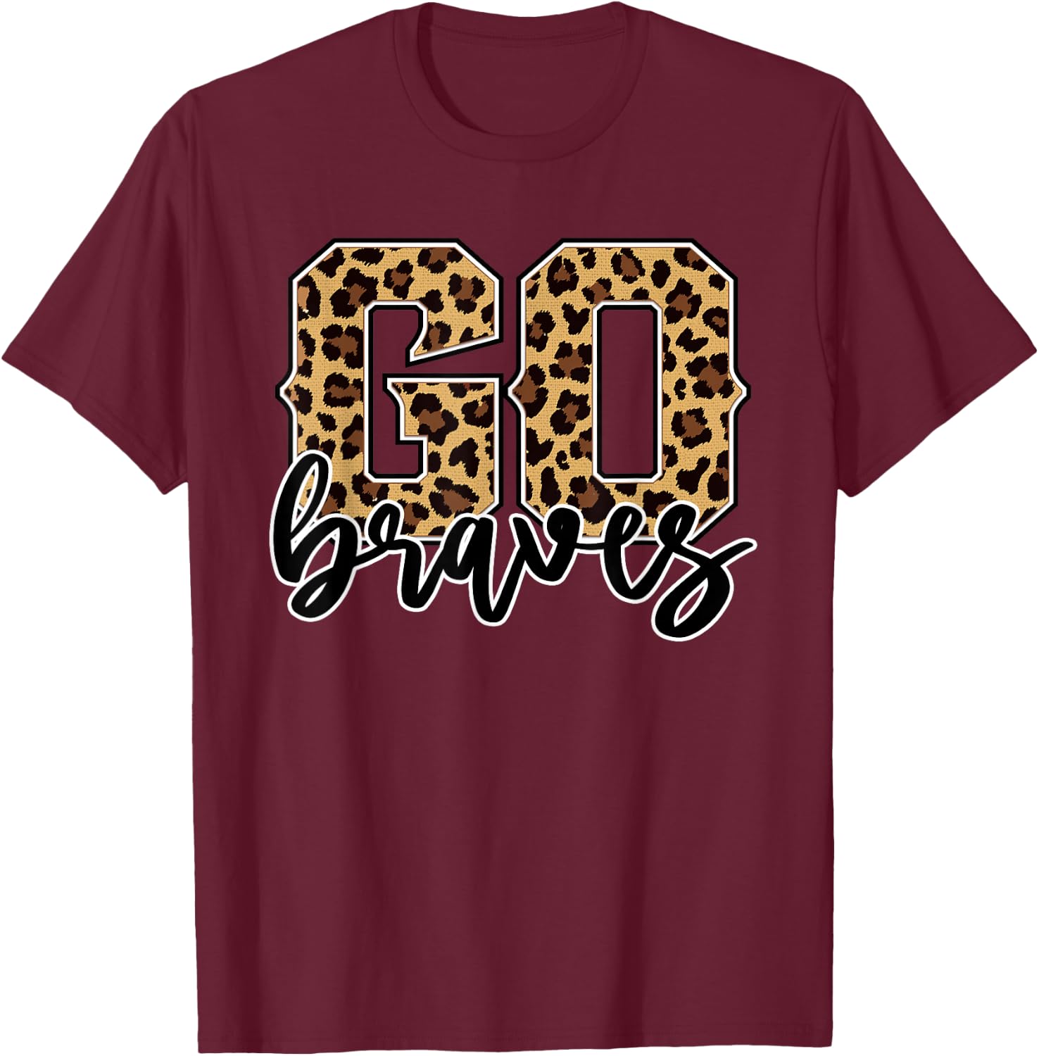 Braves Go Braves Leopard Print Cheetah Graphic T-Shirt - T-Shirt | Maroon
