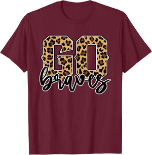 Braves Go Braves Leopard Print Cheetah Graphic T-Shirt - T-Shirt | Maroon