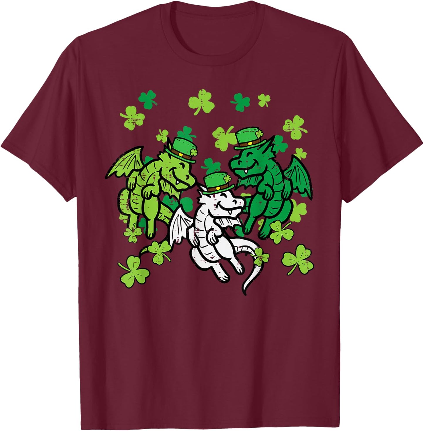 St Patricks Day Irish Dragons Saint Paddys Men Women Kids T-Shirt - T-Shirt | Maroon